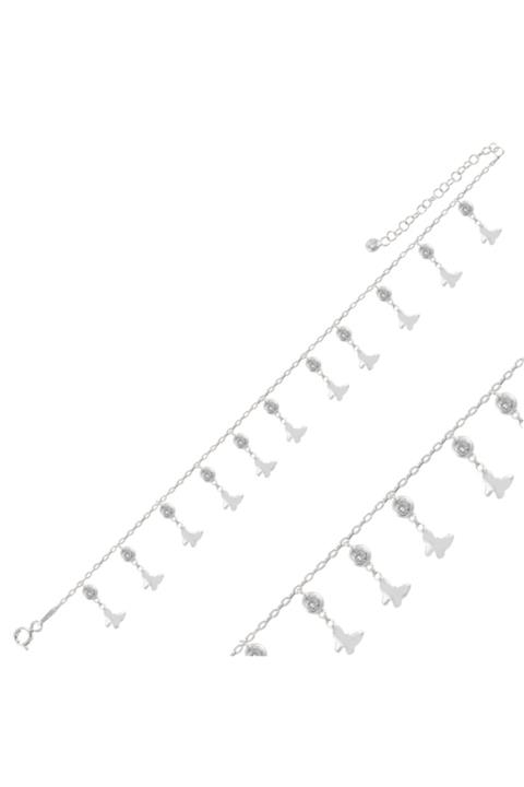 GÜMÜŞHAN Gümüş Sallantılı Kelebek & Zirkon Taşlı Halhal