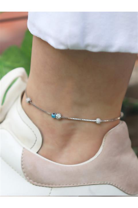 Necati Gün Zirkon Taşlı Nazar Boncuklu Gümüş Halhal