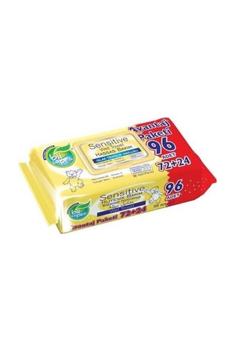 taha kimya kozmetik Bii Wipes Sensitive 90'lı Islak Havlu Sensitive Hassas Bakım 24 Paket