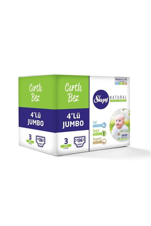 Sleepy Natural 4'lü Jumbo No 3 Midi 4-9 Kg 136 Adet