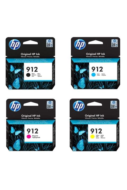 HP 912 Siyah Mavi Sarı Kırmızı 4'lü Set