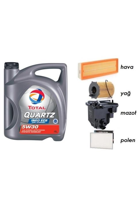 TOTAL 5w30 Partikül Yağ + Filtre Ful Set Ford Focus 2 1.6 Dizel