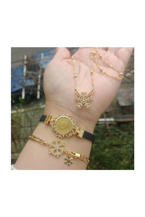 TAKI TASARIM Kadın Altın Kaplama Zarif Set