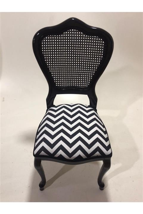 224home Ahşap Hasırlı Siyah Sandalye