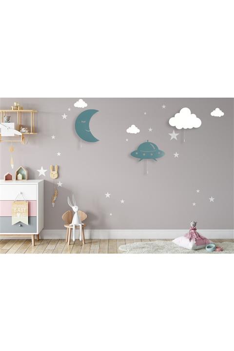 tinytigerstore 3 Lü Set Ufo-gülen Ay Odası Dekoratif Aydınlatma