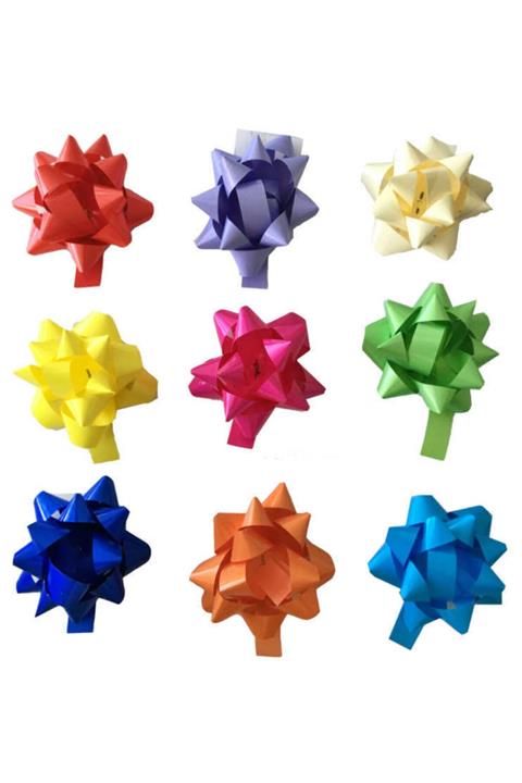 PiCare Fiyonk Yıldız Rafyadan 5cm Yapışkanlı Rengarenk Pk:100 Ar5193