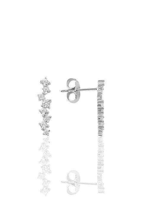 Söğütlü Silver Gümüş Pırlanta Modeli Sıra Taşlı Küpe