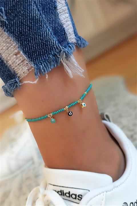 Çlk Accessories Boncuklu Minimal Nazar Boncuk Halhal Trhalhal4083 B31503