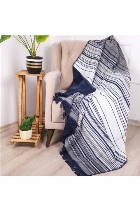 Özdilek Striped Lacivert Tek Kişilik Battaniye