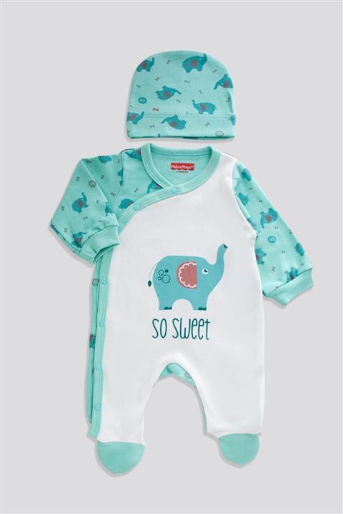 FISHER PRICE Sweet Elephant Şapkalı Patikli Bebek Tulumu