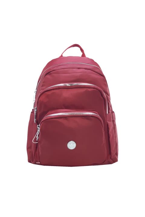Baginn Sırt Çantası Saten Kumaş Bordo Renk Günlük Kullanım Için Ideal Yağmura Dayanıklı Kumaş Kadın Çantası