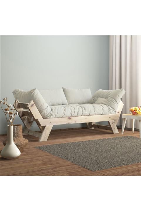 Woodesk Adalar Masif Natural-kırık Beyaz Renk Ahşap Kanepe