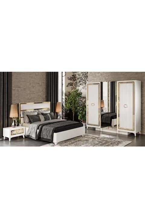 Çiftci Ticaret Retro Beyaz Renkli 6 Kapılı Mdf Yatak Odası Takımı
