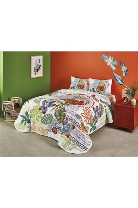 Pamuk Taç Genç Modası Tek Kişilik Pike Seti Tess V1 Yeşil