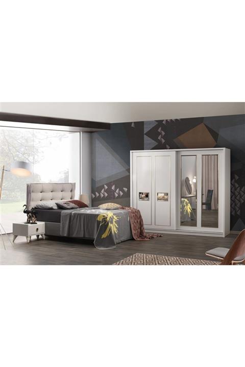 Çiftci Ticaret Homeset Safir Beyaz Mdf Sürgülü Yatak Odası Takımı