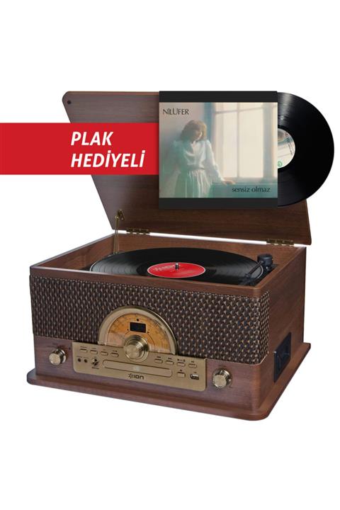Ion Superior Lp Ahşap Hoparlörlü Pikap Ve Nilüfer Plak
