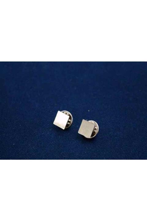 Ertürk Metal Aksesuar Gri 9x9 mm Kare Pul Kaynaklı Rozet Takımı, Nikel Kaplama 1000 Adet