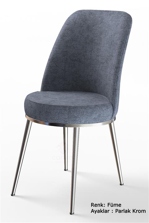 Canisa Concept Dexa Serisi Füme Renk 4 Adet Sandalye, Renk Füme, Ayaklar Krom