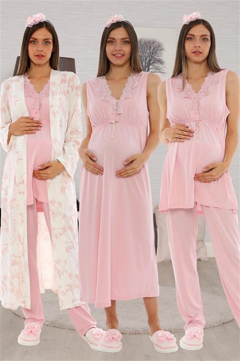 lohusahamile Pudra Desen Sabahlıklı Lohusa Hamile 4lü Set