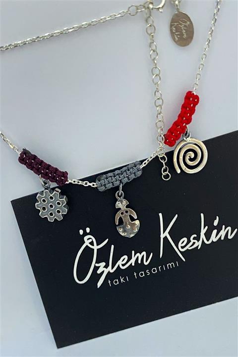 ÖZLEM KESKİN TAKI TASARIMI Gümüş Nazarlık İnce Zincirli Halhal