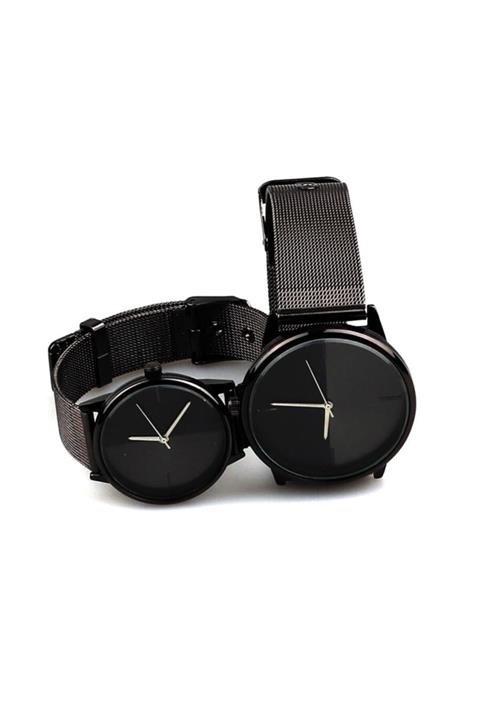 EvimShopping Ricardo Siyah Hasır Kordon Sevgili Çift Kol Saatleri
