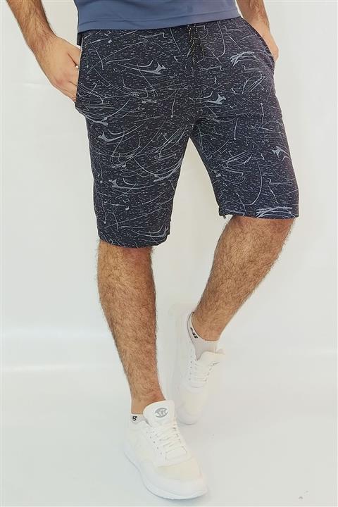 MTSTİL Unisex Lacivert Desenli Şort