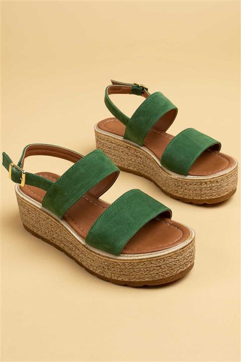 Deery Hakiki Süet Yeşil Kadın Sandalet