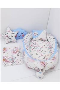 mordesign Babynest Bebek Yatak Yastık Pike Battaniye Set Balon Kelebek Motif