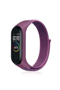 GTC Mi Band 3-4-5 Uyumlu Hasır Örgü Mürdüm Kordon Kayış