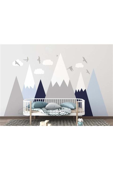 Kt Grup Minimal Dağlar Bulutlar Ve Kuşlar 3xl Duvar Sticker