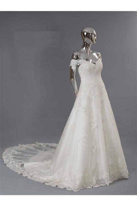 Lady Kadın Ekru V Yaka Gelinlik