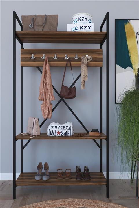 KZY Metal Ceviz Vestiyer Askılık