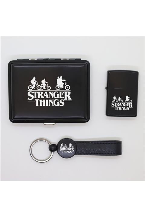 ELALAZER Stranger Things Metal Tabaka, Zippo Çakmak Ve Anahtarlık Seti
