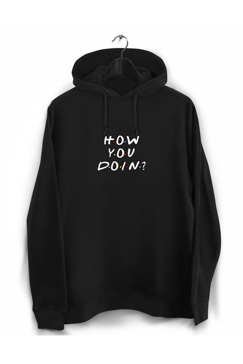 YEACHY Siyah Friends - How You Doin Baskılı Sweatshirt