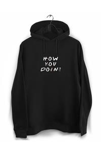 YEACHY Siyah Friends - How You Doin Baskılı Sweatshirt