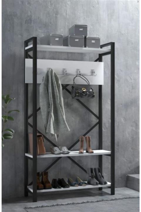 Haus Modüler Haus Metal Vestiyer Portmanto-beyaz