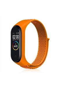 GTC Mi Band 3-4-5 Uyumlu Hasır Örgü Turuncu Kordon Kayış