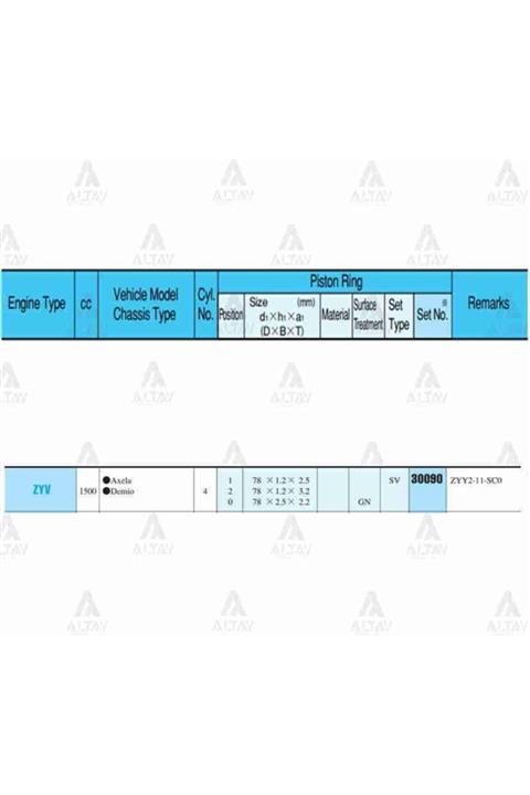 RIK Segman Mazda 3 03-09 1.6 / 78.50mm / Z6 / 0.50 Takım