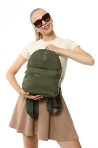 Güce Haki Yeşili Sweet Polo Klinkır Kumaş Ön Fermuarlı Cepli Okul Sırt Çantası Gc016224