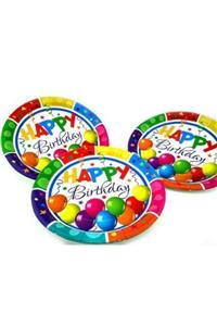 NEWOTO Multıcolour Birthday Plastik Tabak 23 cm Pk:8