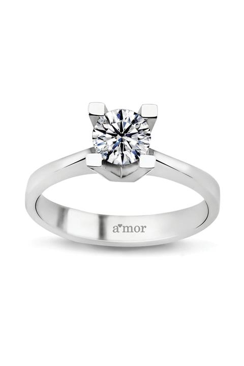 Amor Pırlanta 0.90 Karat F Renk Pırlanta Tektaş Yüzük