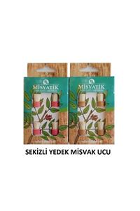 MİSVATİK Pembe + Kahve Sekizli Yedek Misvak Diş Fırçası Ucu -