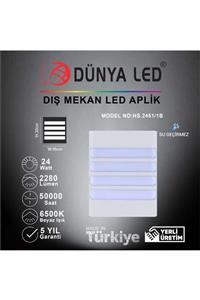 DÜNYA LED Hs.2451/1-b 24w Beyaz Dış Mekan Duvar Aplik 6500k Beyaz Işık