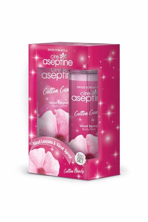 CIRE ASEPTINE Cotton Candy Vücut Losyon 200 ml Vücut Sprey 200 ml Set