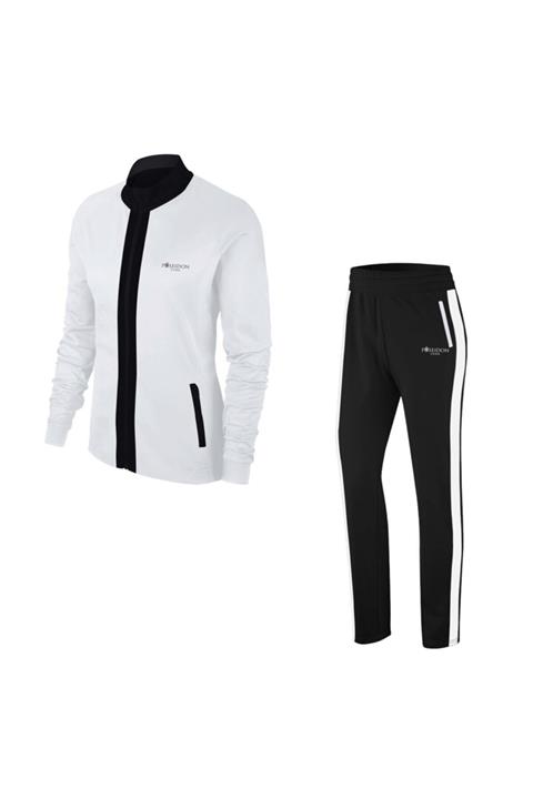 POSEIDONSTORM Büyük Beden Beyaz Günlük Sporcu Eşofman Takımı 4xl-8xl - Önü Dik Çizgili - M7