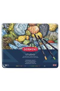 Derwent Studio Pencils Kuruboya Kalemi 24`lü Teneke Kutu