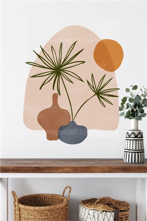 Piksel Grafik Boho Botanik Yaprak Duvar Sticker