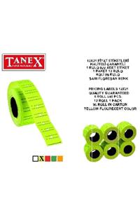 Tanex 12x21 Mm Fiyat Etiket Fosforlu Sarı 6 Lı