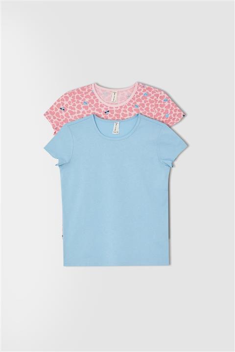 DeFacto Kız Çocuk Kalp Desenli Pamuklu 2'li Pijama Üstü