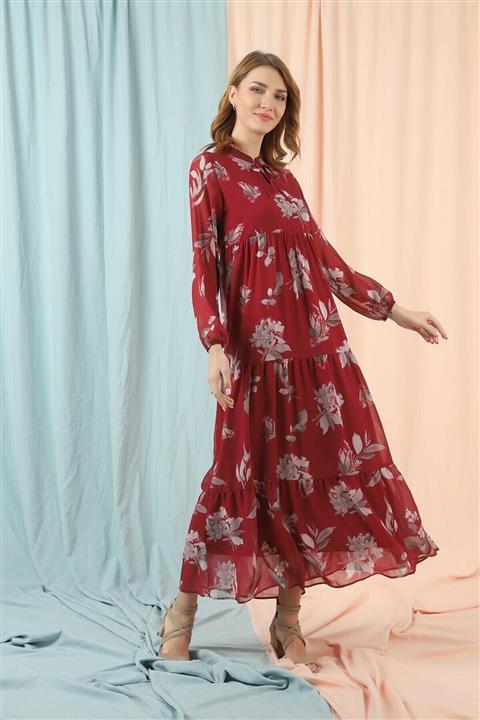 comstar Kadın Desenli Şifon Elbise